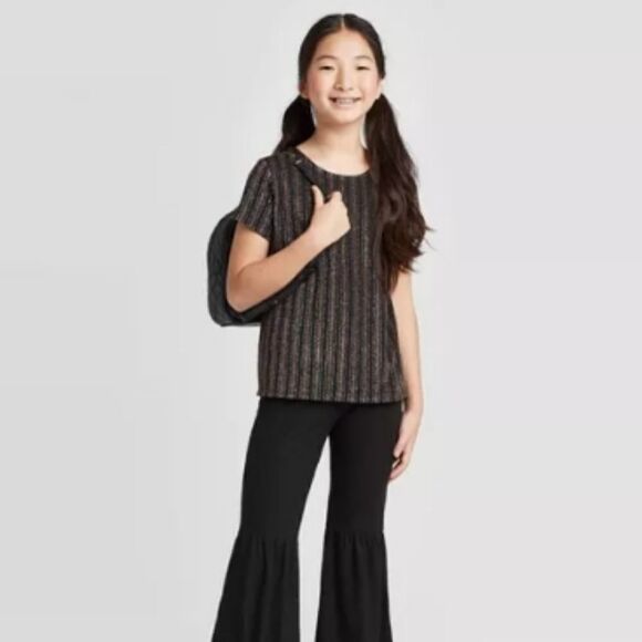 NWT Short Sleeve Metallic Knit Top - art class XL - Picture 1 of 4